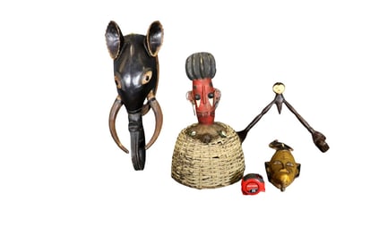 4 CARVED AFRICAN SCULPTURES