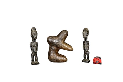 3 AFRICAN BRONZE & METAL FIGURES