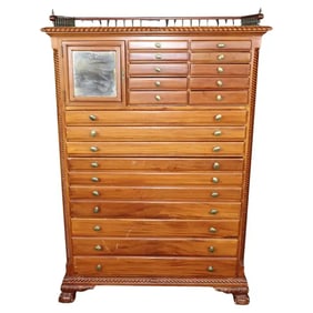 RARE CENTENNIAL WALNUT CHIPPENDALE STYLE COLLECTOR'S DENTAL CABINET