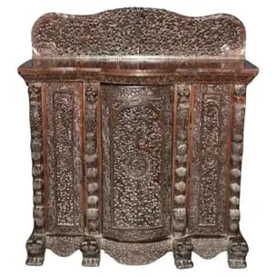 CARVED DARK TEAK ANGLO-INDIAN DOG & PAW FOOTED CABINET (1 of 20)