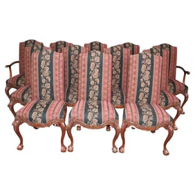 12 CARVED MAHOGANY DINING CHAIRS MANNER KARGES