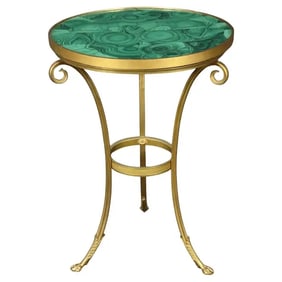 FRENCH GOLD DORE BRONZE & MALACHITE GUERIDON