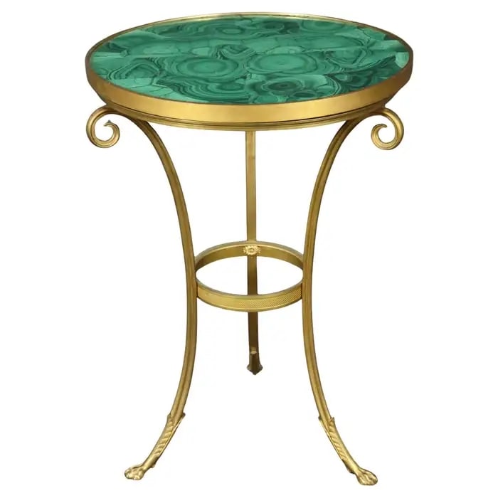 FRENCH GOLD DORE BRONZE & MALACHITE GUERIDON (1 of 12)