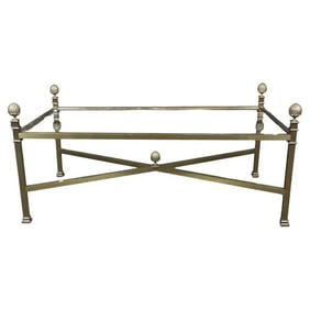 MAISON JANSEN STYLE BRASS & GLASS TOP COFFEE TABLE