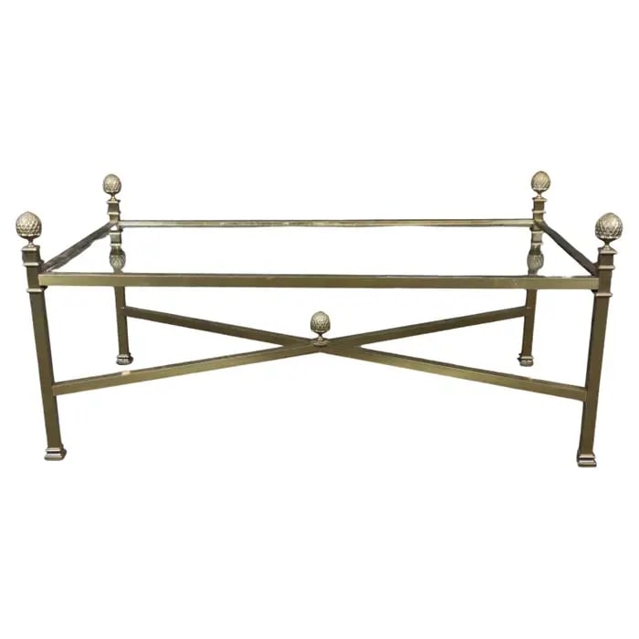 MAISON JANSEN STYLE BRASS & GLASS TOP COFFEE TABLE (1 of 8)