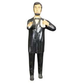 FOLK ART ANTIQUE CARVED WALNUT STATUE ABRAHAM LINCOLN