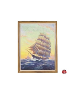 SIGNED A. CUCCHI OIL PAINTING SAILING SHIP