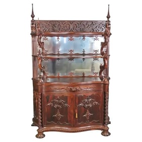ALEXANDER ROUX ATTRIBUTED AMERICAN VICTORIAN ROSEWOOD ETAGERE
