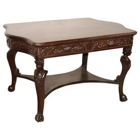 RJ HORNER STYLE MAIDEN FIGURAL MAHOGANY PARTNERS DESK