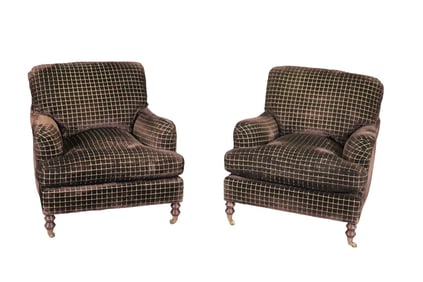 PAIR UPHOLSTERED CLUB CHAIRS