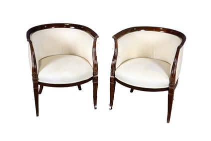 PAIR BARREL BACK CHAIRS