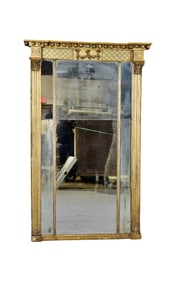 ANTIQUE EMPIRE GILT WOOD MIRROR