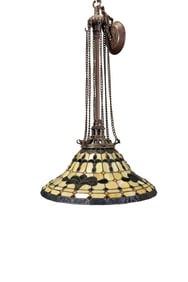 TIFFANY STYLE LEADED GLASS HANGING LIGHT CHANDELIER