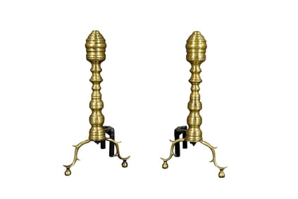 PAIR BRASS ANDIRONS