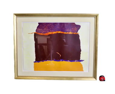 THEODOROS STAMOS ABSTRACT ARTWORK: Abstract. Stamos lower left. Theodoros Stamos (Greek 1922 - 1997). AP lower right. Framed measures 38" h x 48 1/2" w x 1 3/4" d. Picture measures 27 1/2" h x 37 1/2" w.