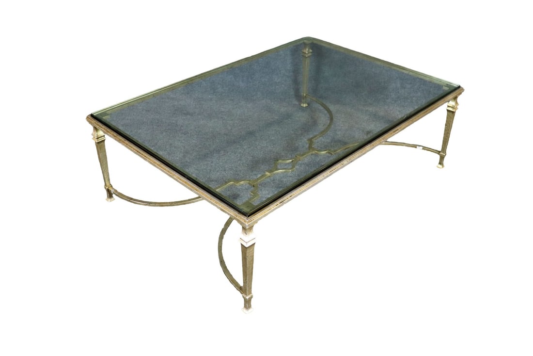 LOUIS XIV STYLE SILVER LEAF GLASS TOP COFFEE TABLE (1 of 8)