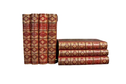 7 OEUVRES DE J RACINE LEATHER BOUND BOOKS