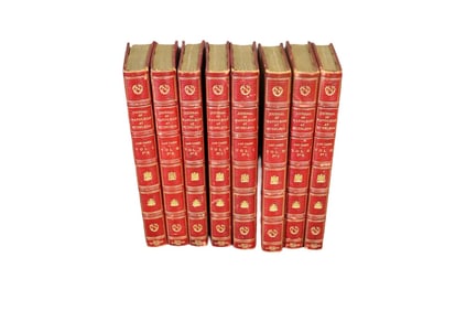 8 JOURNAL OF NAPOLEON AT ST HELENA LEATHER BOUND BOOKS