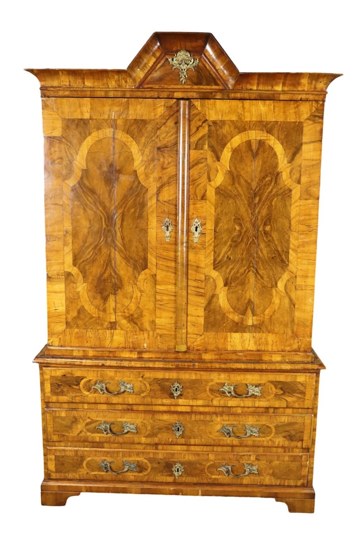 LATE 18TH/EARLY 19TH C BURL WALNUT 2 PIECE GENTLEMANS CHEST (1 of 20)