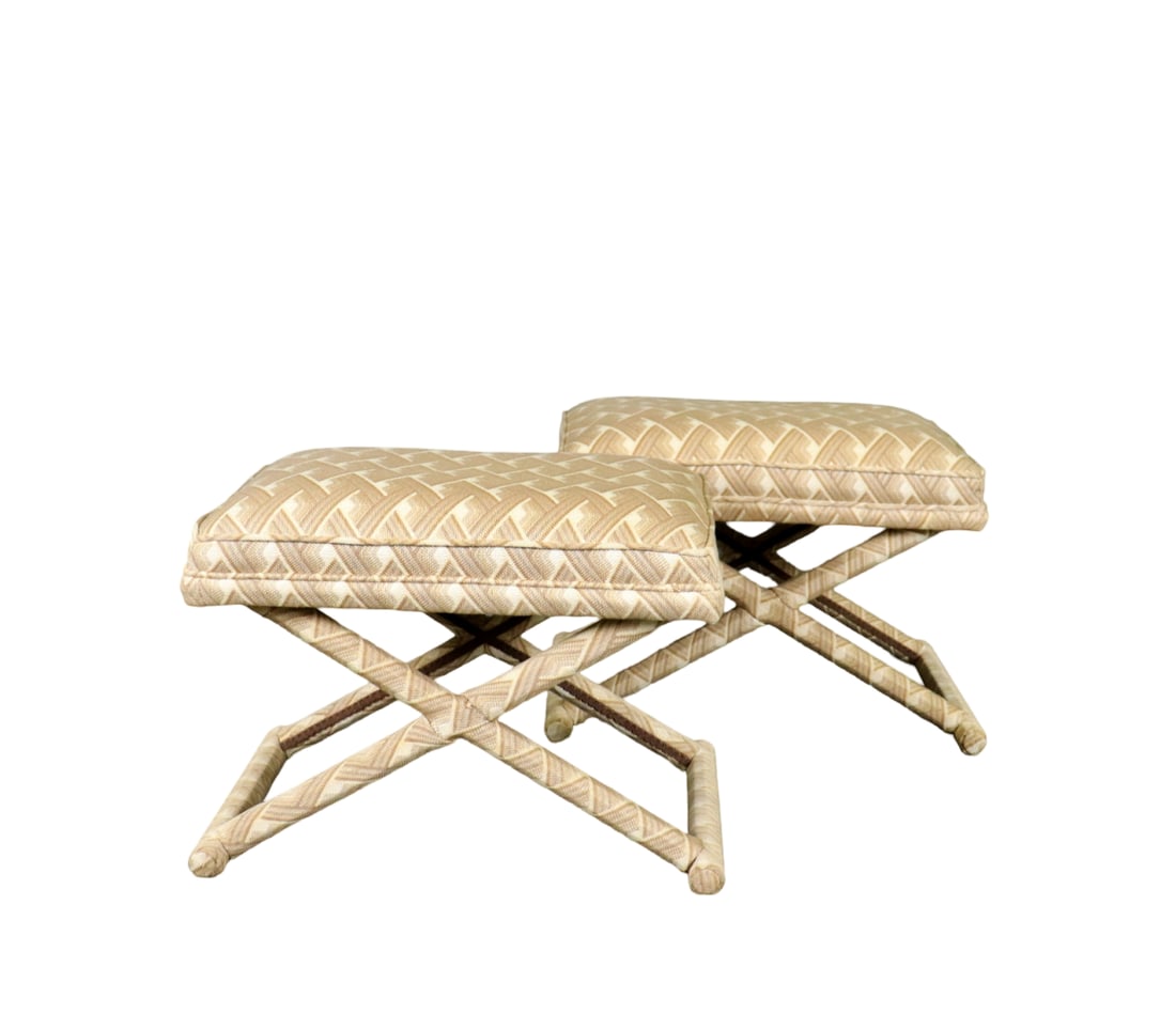 PAIR MODERN UPHOLSTERED X BENCHES (1 of 8)