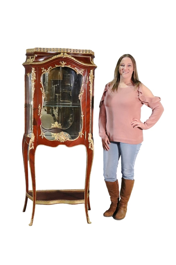 LOUIS XVI STYLE GILT BRONZE MOUNTED & VENEER STAIN VITRINE AFTER LINKE (1 of 17)