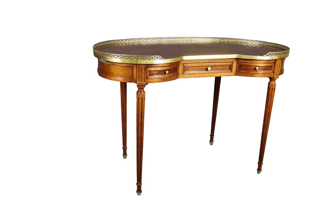 LOUIS XVI STYLE MARBLE TOP KIDNEY SHAPED DESK (1 of 16)