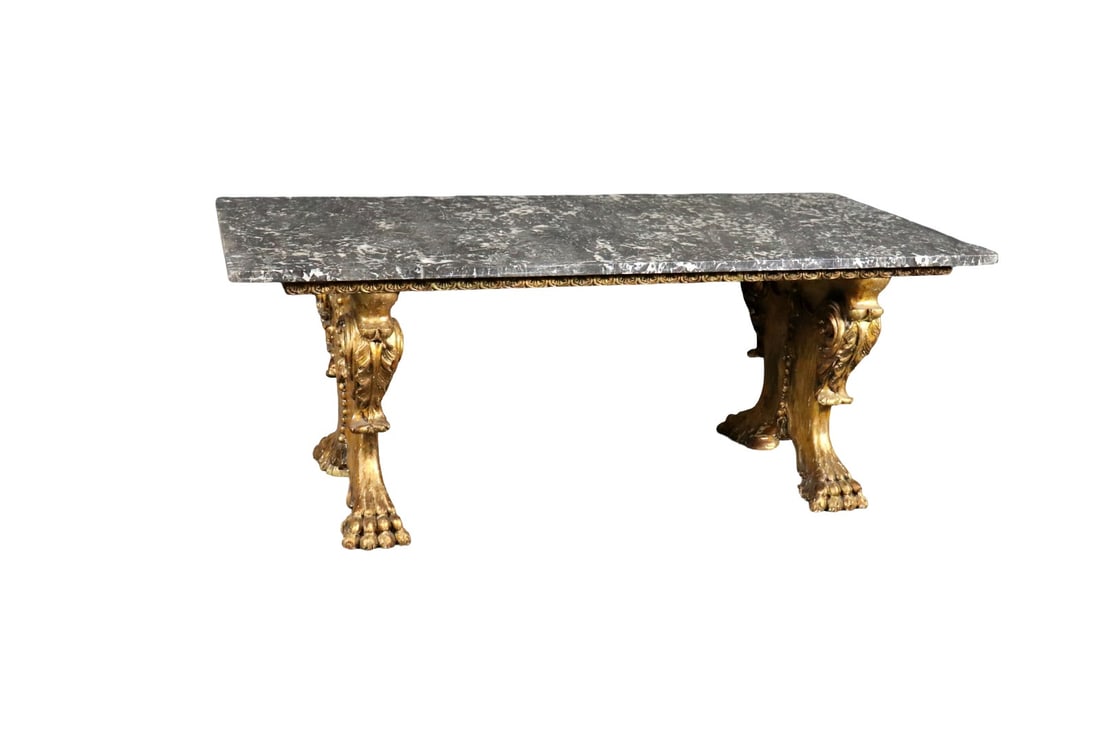 ITALIAN MARBLE TOP CARVED COFFEE TABLE (1 of 12)