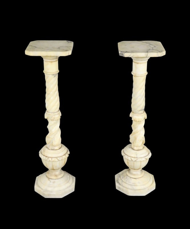 PAIR ITALIAN CARVED MARBLE PEDESTALS (1 of 11)