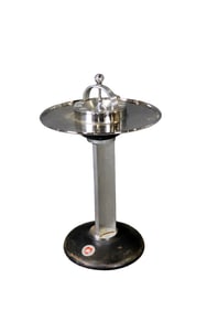 CHROME & IRON ART DECO FLOOR STANDING ASHTRAY/SMOKING STAND
