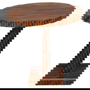FRENCH ART DECO ROSEWOOD ACCENT TABLE STYLE OF RUHLMANN: Rosewood veneer. 26" h x 27 3/4" w x 27 3/4" d.