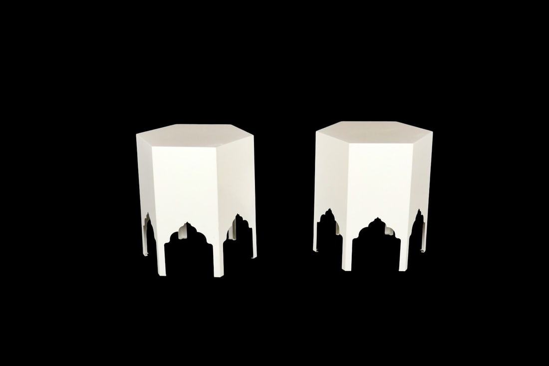 PAIR DOROTHY DRAPER STYLE TABLES (1 of 7)