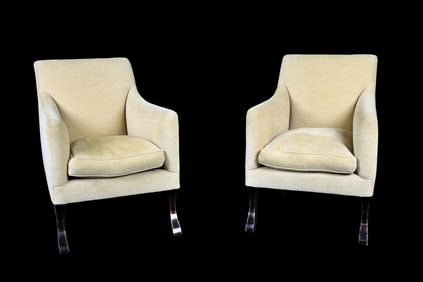 PAIR CUSTOM MODERN REGENCY STYLE BERGERES