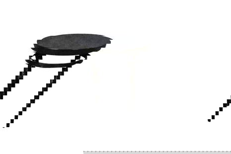 GRANITE TOP IRON BASE ACCENT TABLE/PLANT STAND: Granite top. Iron base. 22" h x 18 7/8" diameter.