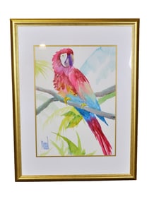 SIGNED MADDEN WATERCOLOR PARROT