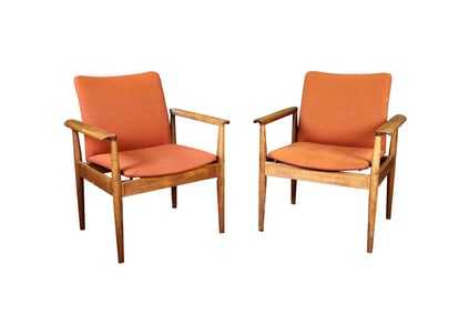PAIR FRANCE & SONS DANISH ARM CHAIRS
