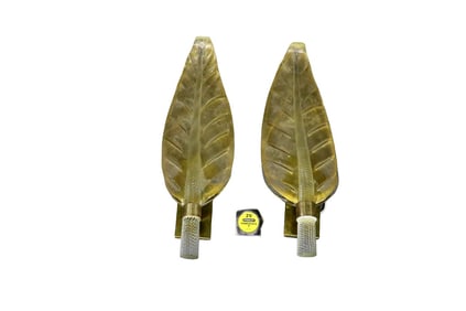 PAIR MURANO LARGE SCALE LEAF FORM SCONCES