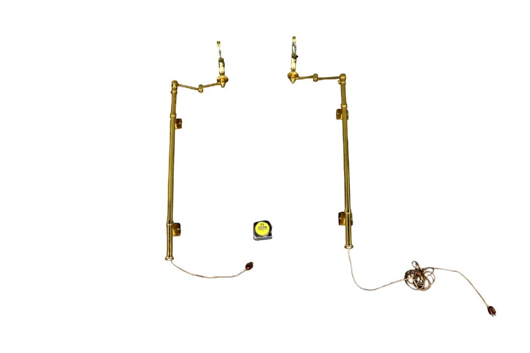 PAIR MODERN BRASS ADJUSTABLE WALL SCONCES (1 of 9)