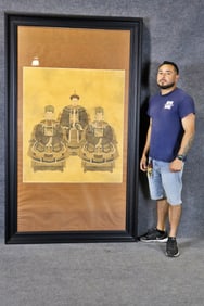 ASIAN ARTWORK MATTED IN FABRIC