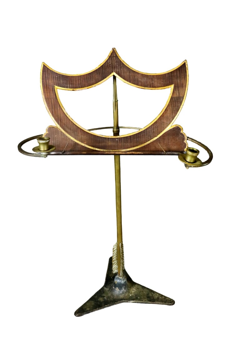 REGENCY BIRD'S EYE MAPLE PARCEL GILT & GILT BRASS MUSIC STAND (1 of 14)
