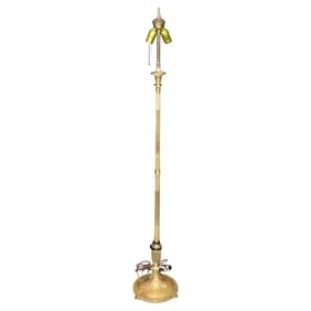 ANTIQUE LOUIS XVI STYLE GILT METAL FLOOR LAMP ATTRIBUTED CALDWELL