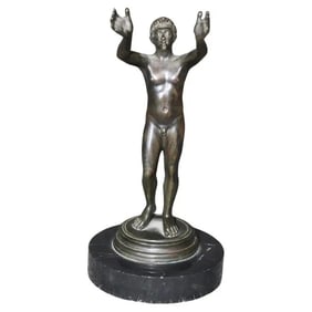 PETITE ANTIQUE ITALIAN GRAND TOUR STYLE BRONZE FIGURAL SCULPTURE
