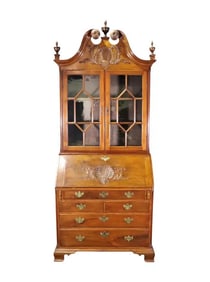 AMERICAN CENTENNIAL WALNUT CARVED SECRETARY DESK