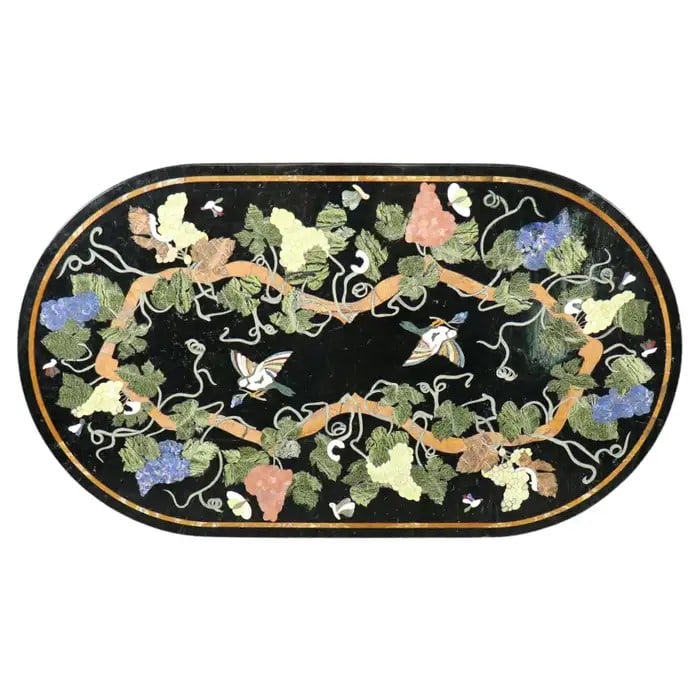 PIETRA DURA ITALIAN INLAID MARBLE OVAL DINING TABLE TOP (1 of 15)