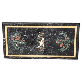 PIETRA DURA MARBLE INLAID RECTANGULAR DINING TABLE TOP