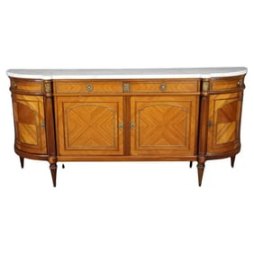 LOUIS XVI STYLE KINGWOOD DEMILUNE MARBLE TOP SIDEBOARD