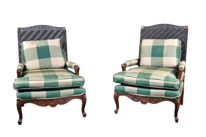 PAIR LOUIS XV STYLE CARVED FAUTEUILS