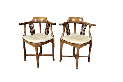 PAIR ANTIQUE ASIAN CORNER CHAIRS