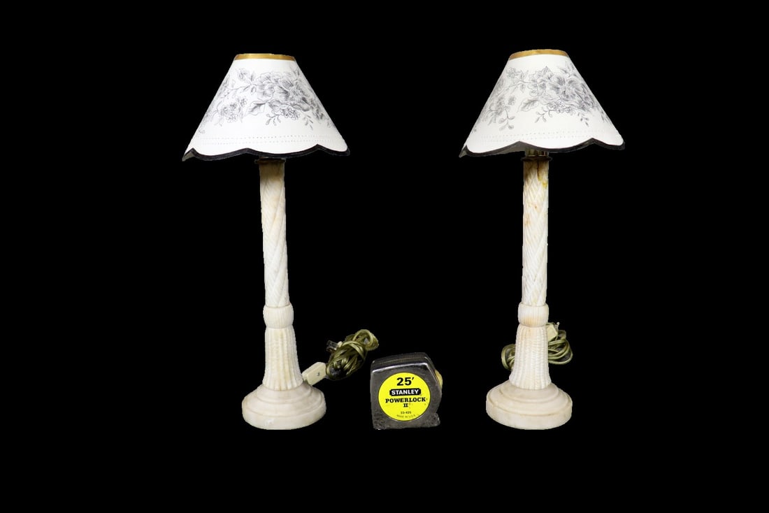 PAIR ALABASTER COLUMN LAMPS (1 of 11)