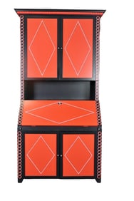 TWO TONE MODERNISTIC 2 PIECE SECRETARY DESK