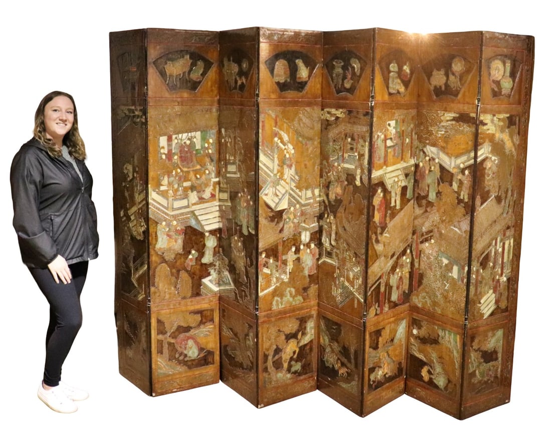 ANTIQUE COROMANDEL 8 PANEL FLOOR SCREEN (1 of 14)